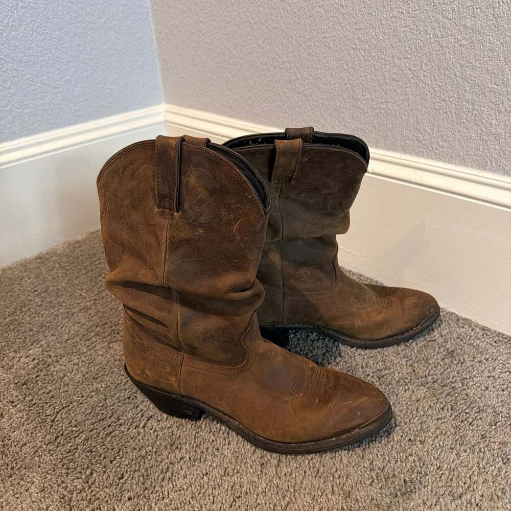 Durango Women's Brown Distressed Slouch Western Cowgirl Boots  Size 10